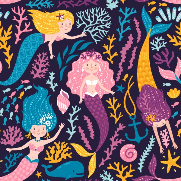 Behang Sprookjesachtige Zeemeermin Cartoon Kinderkamer - Afbeelding 2