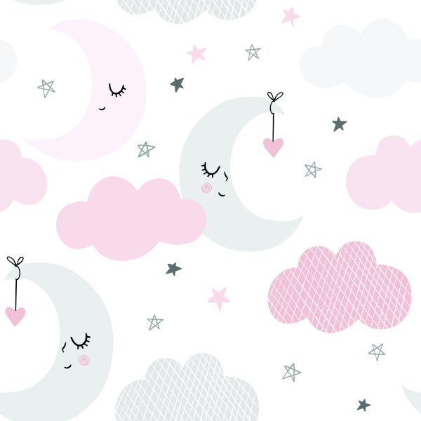 Behang Voor Kinderen Manen, Sterren En Wolken - Afbeelding 2