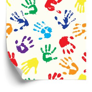 Behang Voor Kinderen - Kleurrijke Handafdrukken