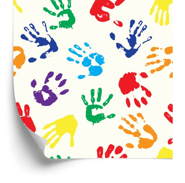 Behang Voor Kinderen - Kleurrijke Handafdrukken