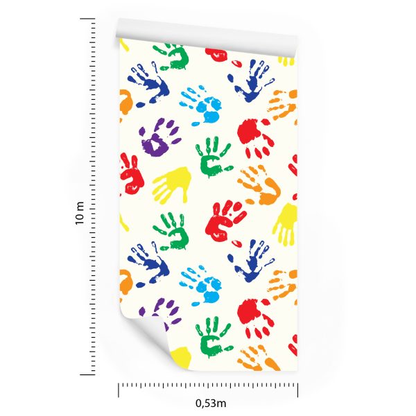 Behang Voor Kinderen - Kleurrijke Handafdrukken - Afbeelding 8
