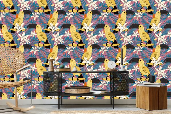 Behang Toekans En Bloemen - Afbeelding 5
