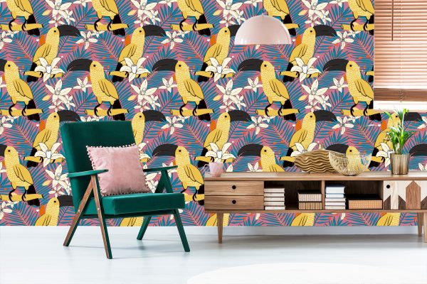 Behang Toekans En Bloemen - Afbeelding 6