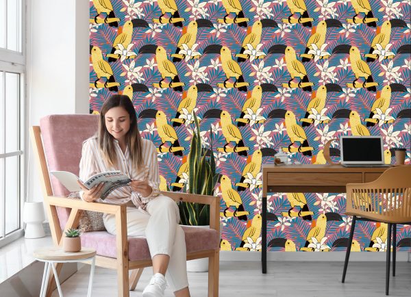 Behang Toekans En Bloemen - Afbeelding 7