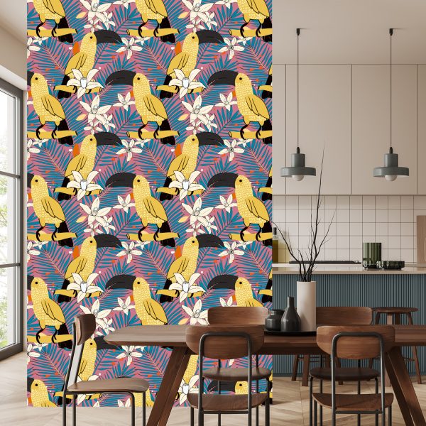 Behang Toekans En Bloemen - Afbeelding 4