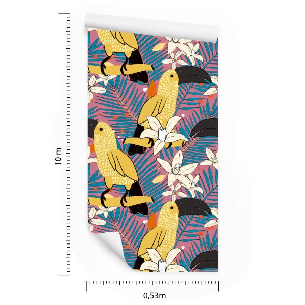 Behang Toekans En Bloemen - Afbeelding 8