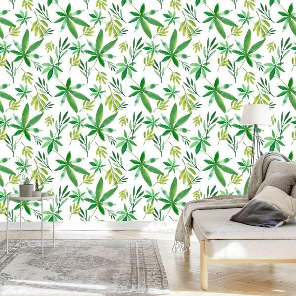 Behang Delicate Kleurrijke Bladeren - Afbeelding 3