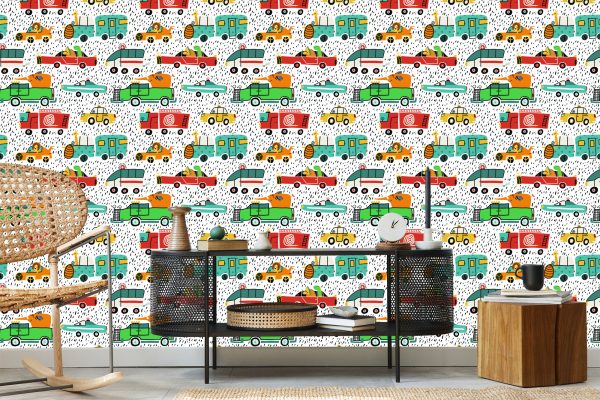 Behang Kleurrijke Dierenauto's Voor De Babykamer - Afbeelding 5