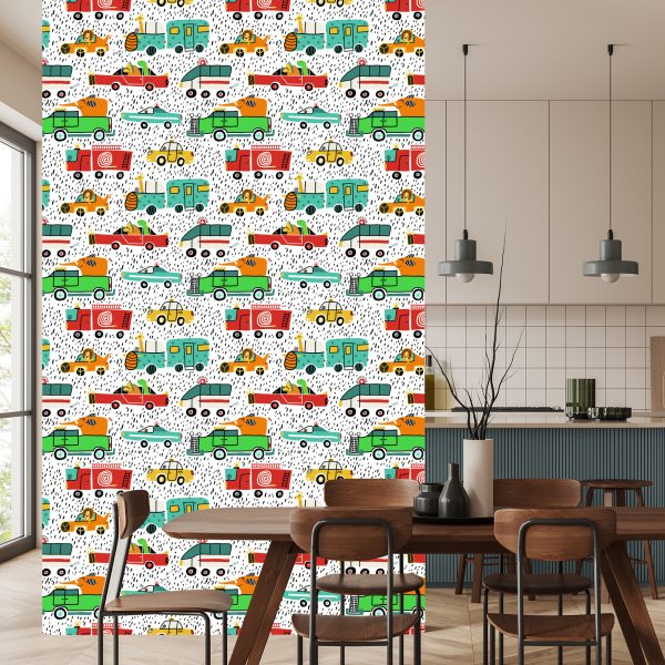 Behang Kleurrijke Dierenauto's Voor De Babykamer - Afbeelding 4