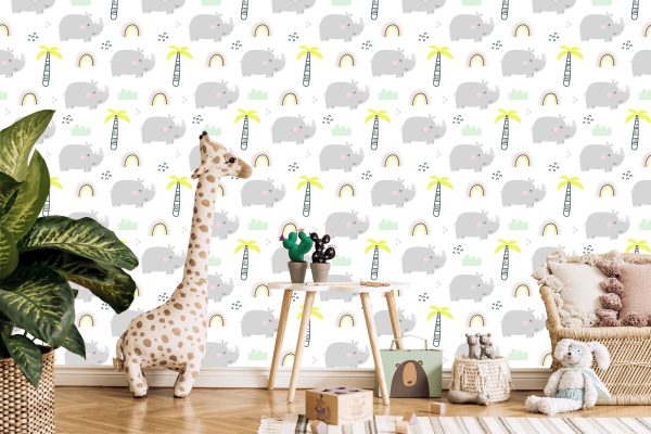 Behang Dieren, Bomen, Regenboog, Kamer - Afbeelding 5