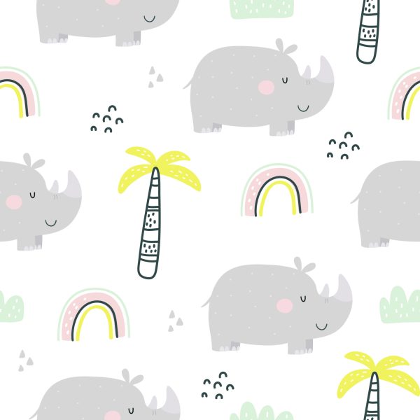 Behang Dieren, Bomen, Regenboog, Kamer - Afbeelding 2