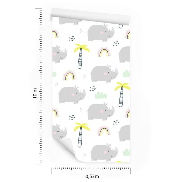 Behang Dieren, Bomen, Regenboog, Kamer - Afbeelding 8