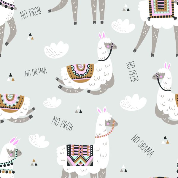 Behang Voor De Babykamer Van Een Lama Dieren Wolken - Afbeelding 2