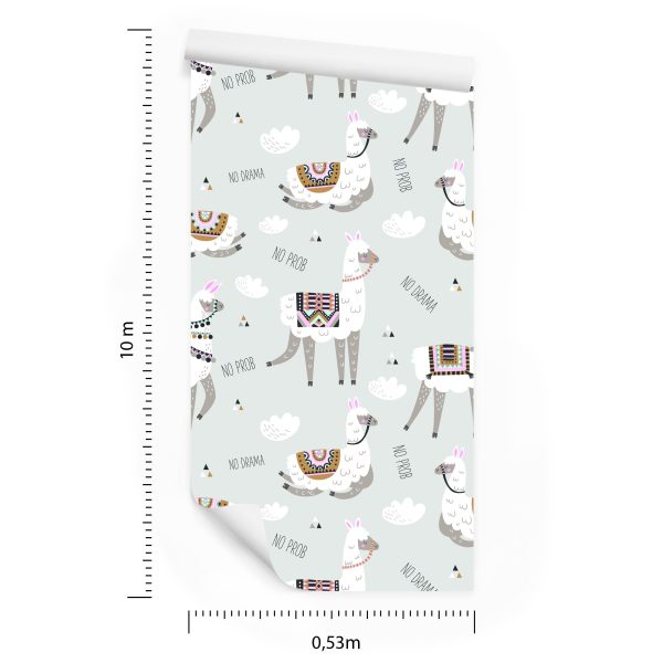 Behang Voor De Babykamer Van Een Lama Dieren Wolken - Afbeelding 8