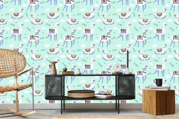 Behang Dieren Met Lama's Voor Een Babykamer - Afbeelding 5