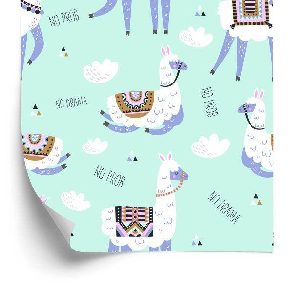 Behang Dieren Met Lama's Voor Een Babykamer