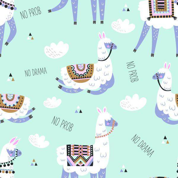 Behang Dieren Met Lama's Voor Een Babykamer - Afbeelding 2