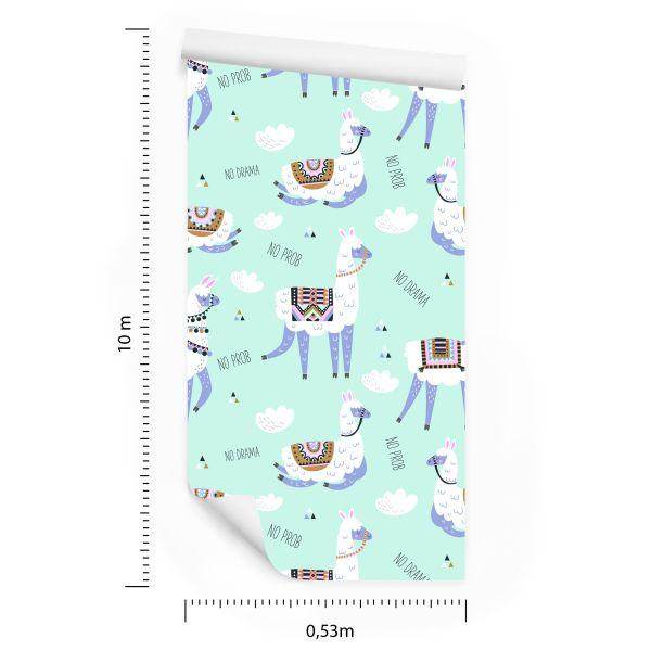 Behang Dieren Met Lama's Voor Een Babykamer - Afbeelding 8