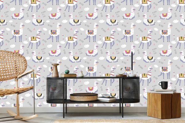 Behang Wolken Lama Dieren Voor Een Kinderkamer - Afbeelding 5