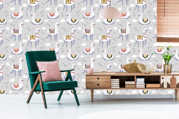 Behang Wolken Lama Dieren Voor Een Kinderkamer - Afbeelding 6
