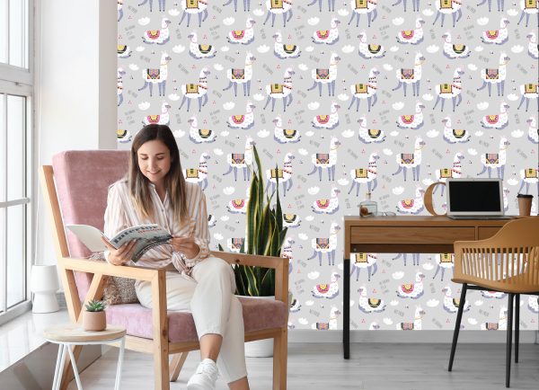 Behang Wolken Lama Dieren Voor Een Kinderkamer - Afbeelding 7