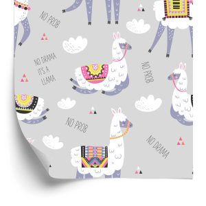 Behang Wolken Lama Dieren Voor Een Kinderkamer