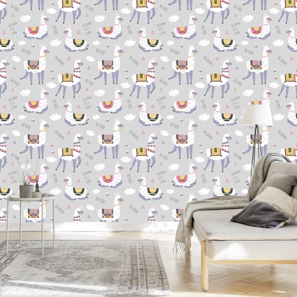 Behang Wolken Lama Dieren Voor Een Kinderkamer - Afbeelding 3