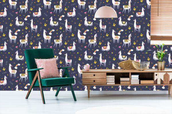 Behang Regenboogdieren Voor De Babykamer Van De Lama - Afbeelding 6