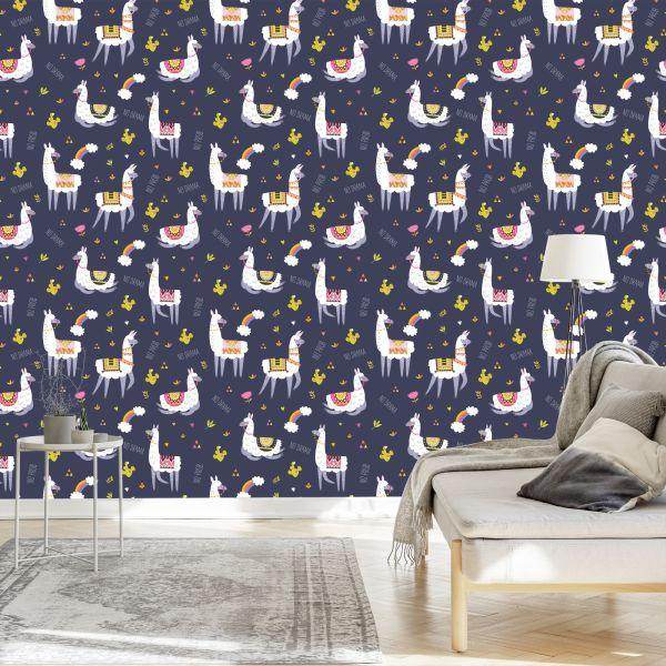 Behang Regenboogdieren Voor De Babykamer Van De Lama - Afbeelding 3