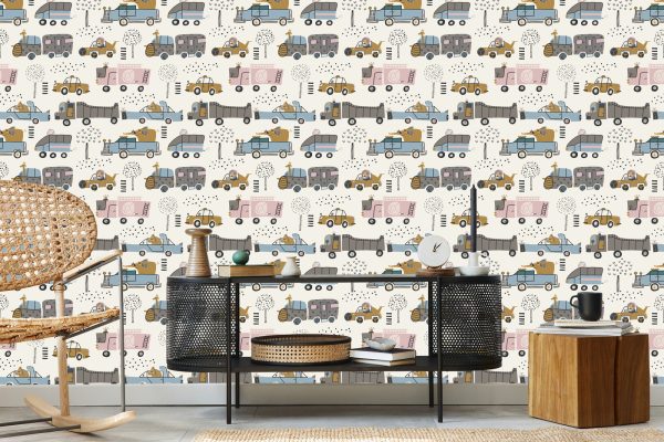 Behang Cars Boomdieren Voor De Babykamer - Afbeelding 5