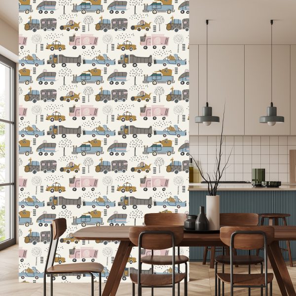 Behang Cars Boomdieren Voor De Babykamer - Afbeelding 4