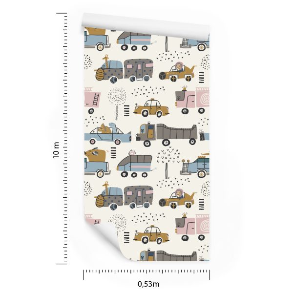 Behang Cars Boomdieren Voor De Babykamer - Afbeelding 8