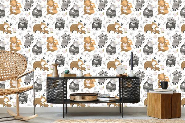 Behang Babydieren Tussen Bloemen - Afbeelding 5