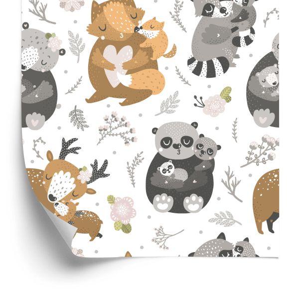 Behang Babydieren Tussen Bloemen