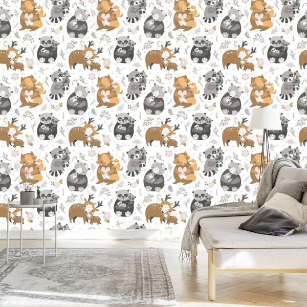 Behang Babydieren Tussen Bloemen - Afbeelding 3