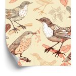 Behang Vogels Die Op De Takken Zitten