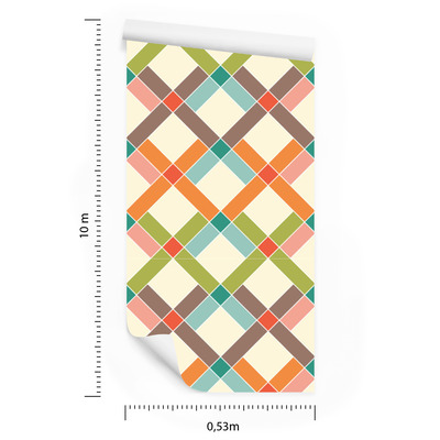 Behang Geometrisch - Kleurrijke Diamanten - Afbeelding 8