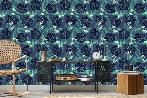 Behang Tropische Bloemen En Bladeren - Afbeelding 5
