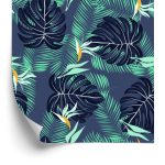 Behang Tropische Bloemen En Bladeren