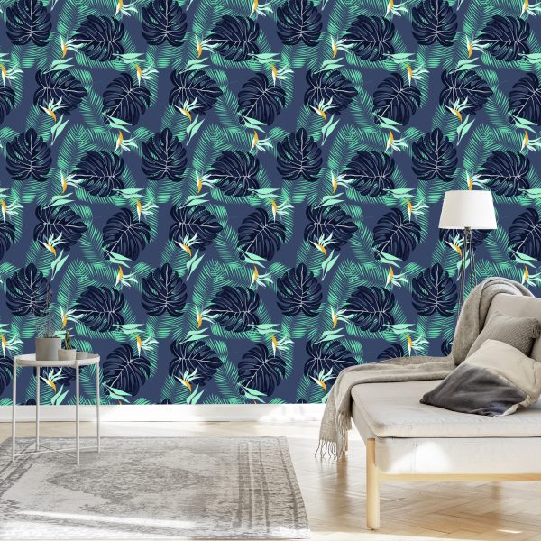 Behang Tropische Bloemen En Bladeren - Afbeelding 3