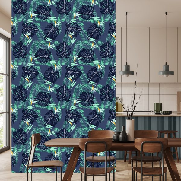Behang Tropische Bloemen En Bladeren - Afbeelding 4