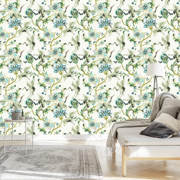 Behang Vogels En Planten Ornamenten - Afbeelding 3
