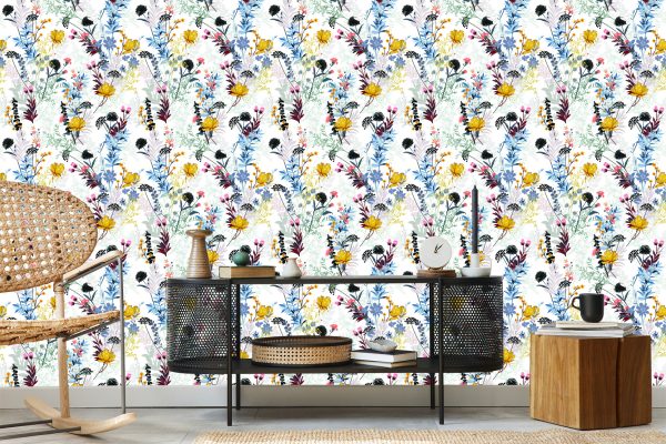 Behang Veld Bloemen - Afbeelding 5