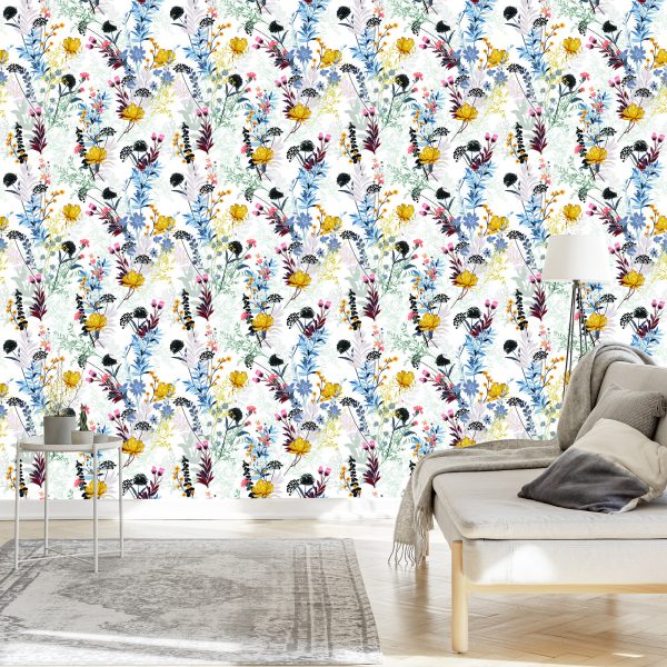 Behang Veld Bloemen - Afbeelding 3