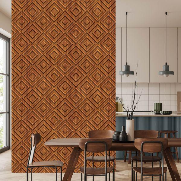 Behang Houten Geometrisch Retro Patroon - Afbeelding 4