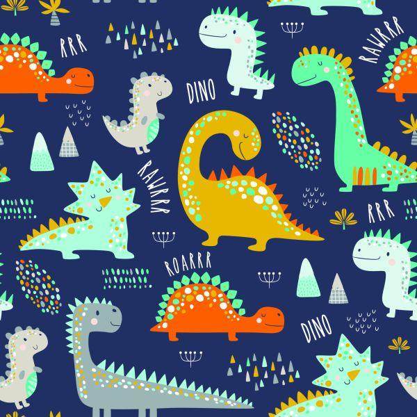 Behang Jongenskamer Met Kleurrijke Dieren Dinosaurussen - Afbeelding 2