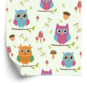 Behang Voor Kinderen - Kleurrijke Uilen