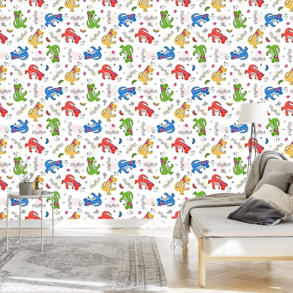 Behang Kleurrijke Krokodillenbriefjes Voor De Kinderkamer - Afbeelding 3