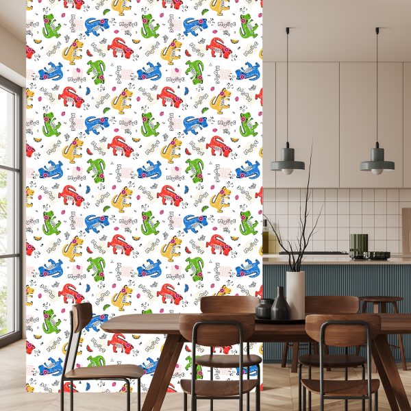 Behang Kleurrijke Krokodillenbriefjes Voor De Kinderkamer - Afbeelding 4
