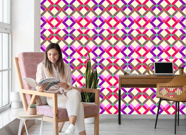 Behang Geometrisch - Kleurrijke Diamanten - Afbeelding 7